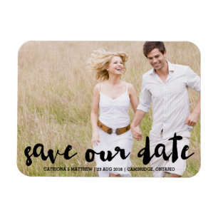 Black Modern Typography Save the Date Magnet