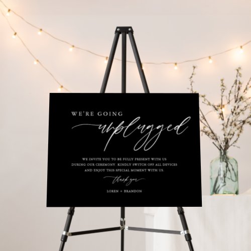 Black Modern Unplugged Wedding Ceremony Sign