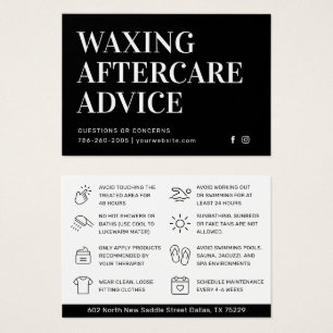Black Modern Waxing Aftercare Card Hair Removal