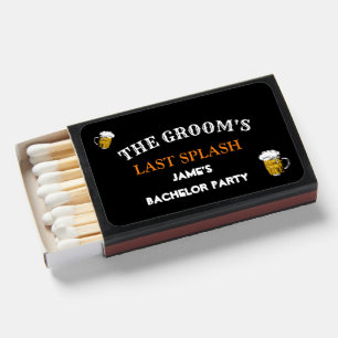 Black Modern Wedding Bachelor Groomsmen Favor Matchboxes