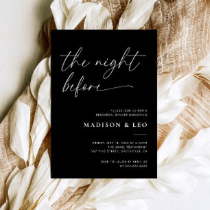 Black Modern Wedding Rehearsal Dinner Invitation