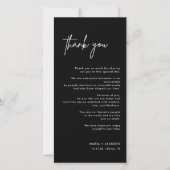 Black Modern Wedding Table Thank You Note | Zazzle