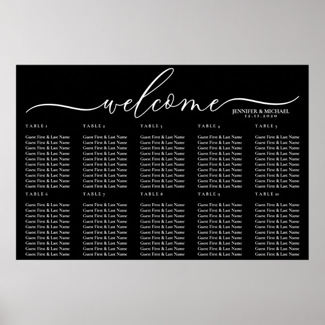 Black Modern Welcome Seating Poster