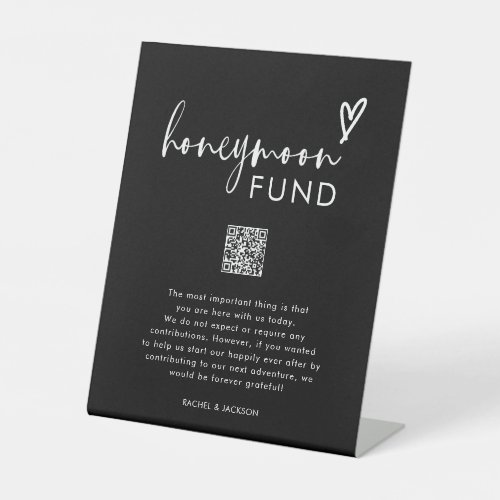 Black Modern Wishing Well Honeymoon Fund Sign