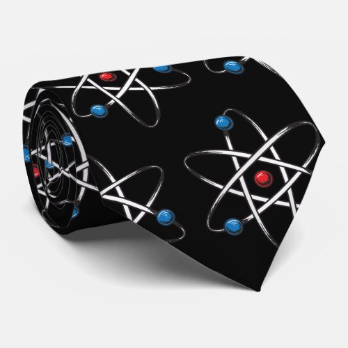 Black Molecule Atom Pattern Teacher Science Neck Tie