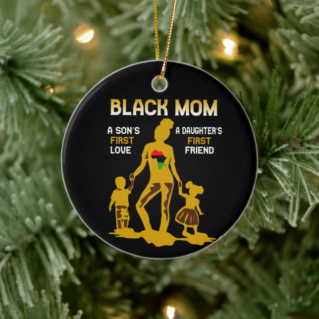 Black Mom Africa Family Personalized Ceramic Ornament (Tree)