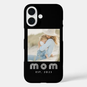 Black Mom Established Retro Script Photo iPhone 16 Case