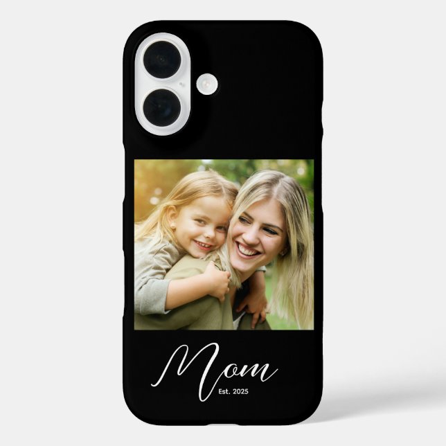 Black Mom Established Script Photo Case-Mate iPhone Case (Back)