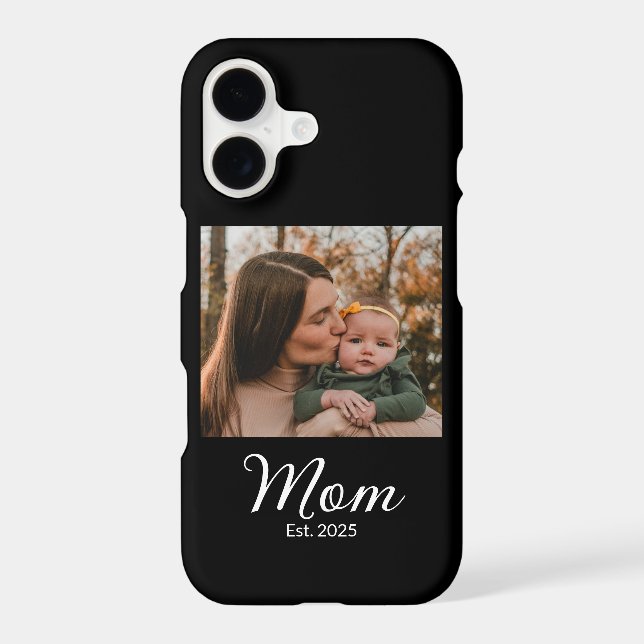 Black Mom Established Script Photo Iphone Case (Back)