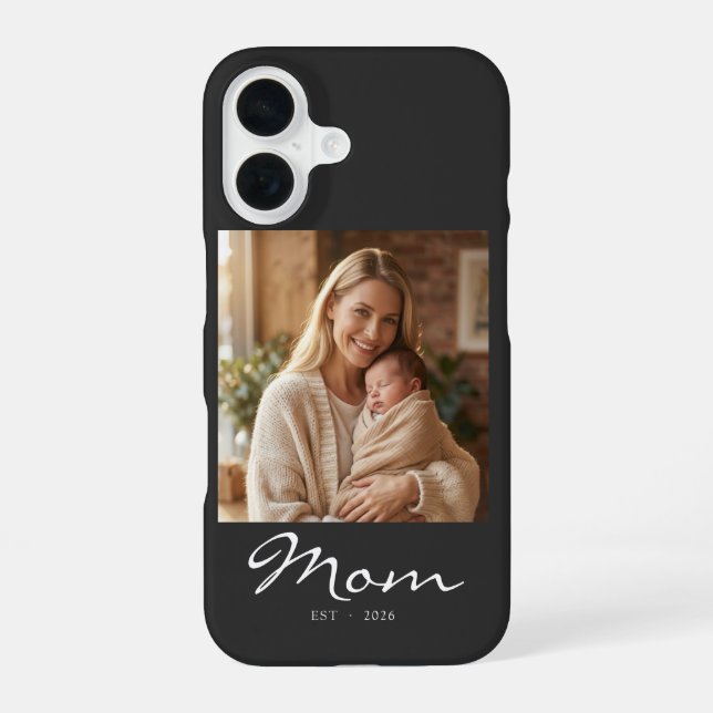 Black Mom Established Script Photo Iphone Case (Back)