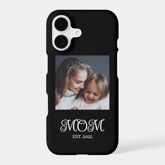 Black Mom Established Script Photo iPhone Case (Back)