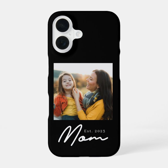 Black Mom Established Script Photo Iphone Case (Back)