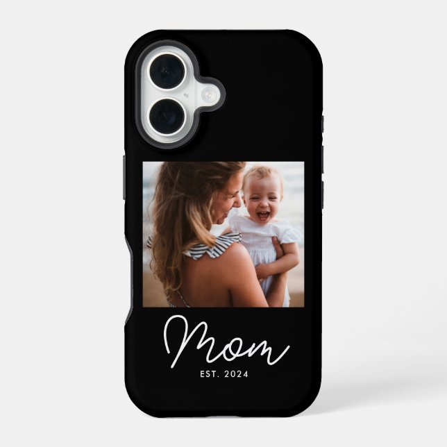 Black Mom Established Script Photo  Iphone Case (Back)