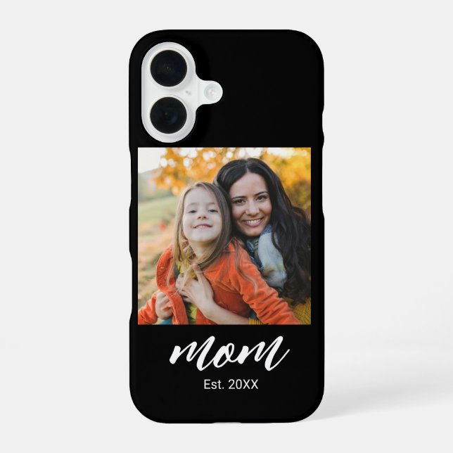 Black Mom Established Script Photo Iphone Case (Back)