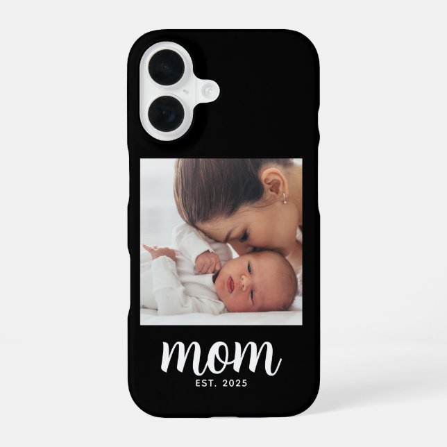 Black Mom Established Script Photo Iphone Case (Back)