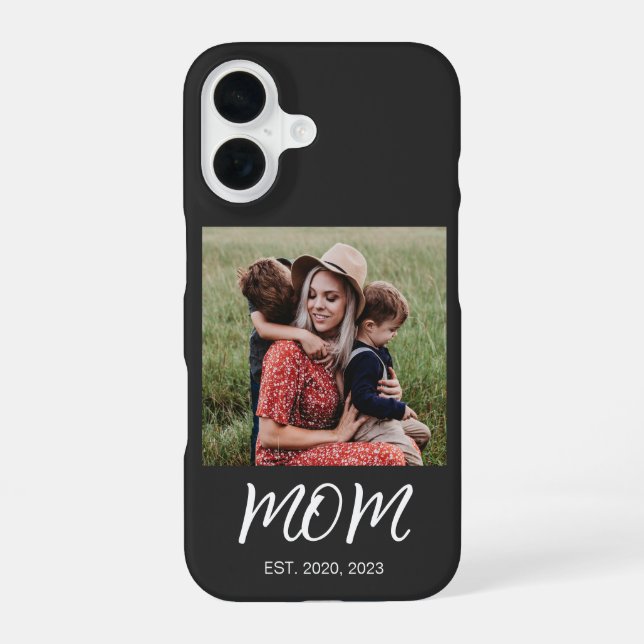 Black Mom Established Script Photo Iphone Case (Back)
