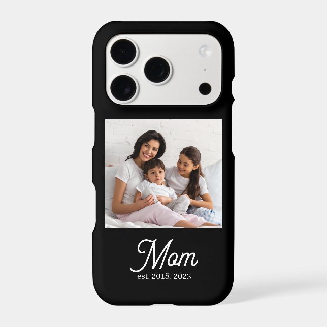 Black Mom Established Script Photo iPhone Case (Back)