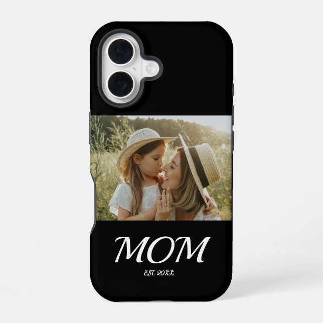 Black Mom Established Script Photo  Iphone Case (Back)