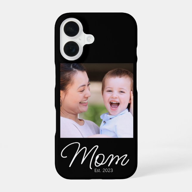 Black Mom Established Script Photo Iphone Case (Back)
