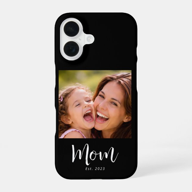 Black Mom Established Script Photo Iphone Case (Back)