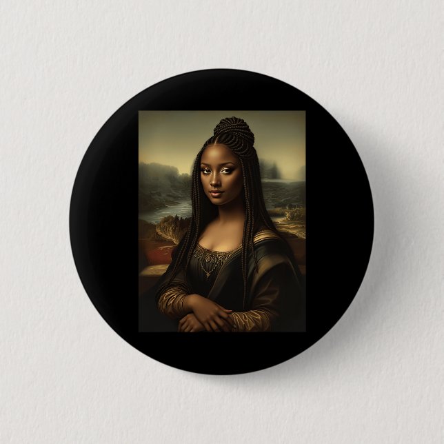 Black Mona Lisa African American Black History Mon Button (Front)