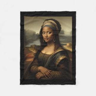 Black Mona Lisa African American Black History Mon Fleece Blanket