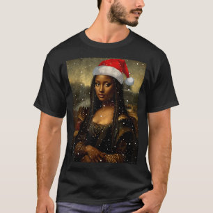 Black Mona Lisa African American Christmas Santa H T-Shirt