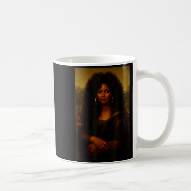 Black Mona Lisa Afro African American Melanin Blac Coffee Mug (Right)