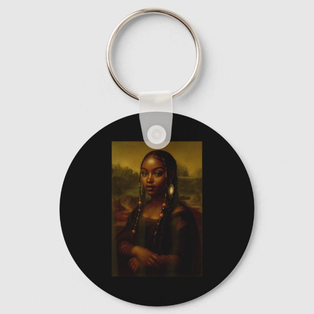 Black Mona Lisa Afro African American Melanin Blac Keychain (Front)