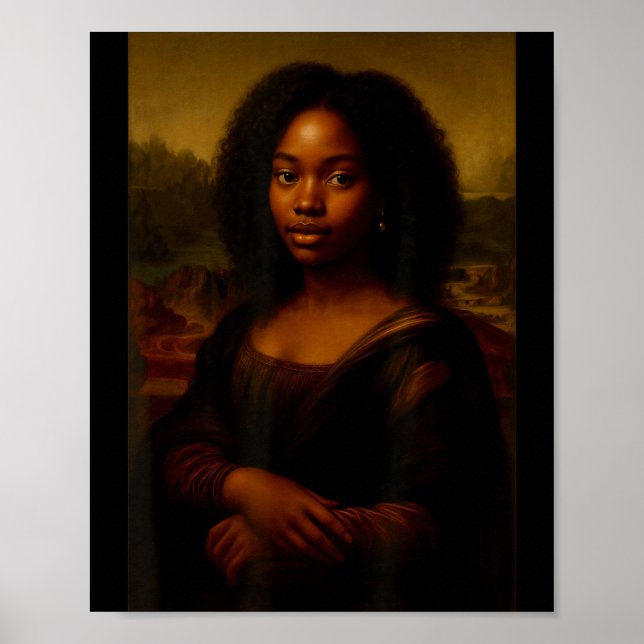 Black Mona Lisa Afro African Melanin Black History Poster (Front)