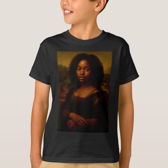 Black Mona Lisa Afro African Melanin Black History T-Shirt (Front)