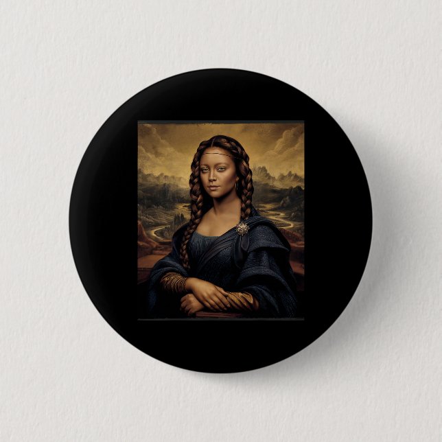 Black Mona Lisa Black History African Queen  Button (Front)