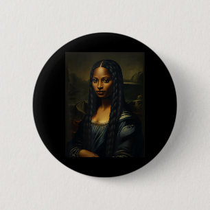 Black Mona Lisa Black History Month African Woman Button