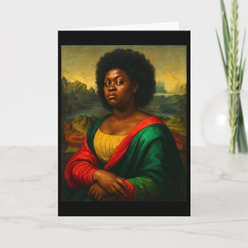 Black Mona Lisa Side Eye Afro Woman Black History Card