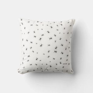 Black Monochromatic Ants Pattern Custom Pillow