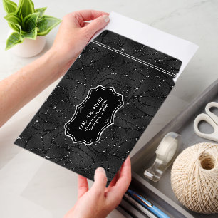Black monochromatic glittery background envelope mailers