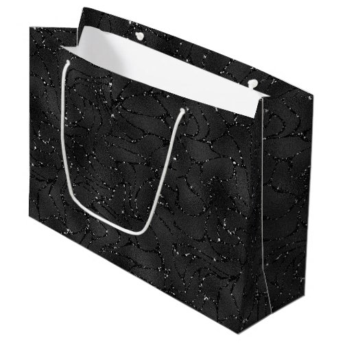 Black monochromatic glittery background large gift bag