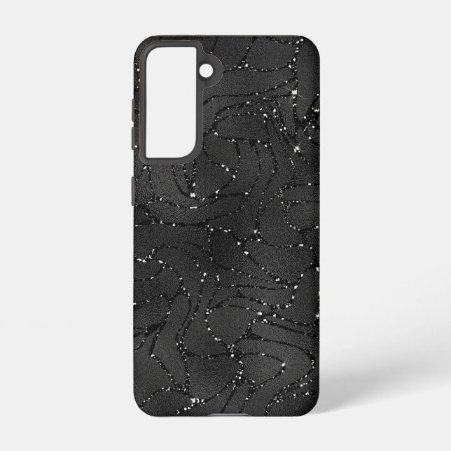 Black monochromatic glittery background samsung galaxy case (Back)