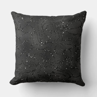 Black monochromatic glittery background throw pillow