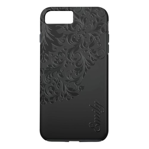 Black Monochromatic Vintage Floral Lace iPhone 8 Plus7 Plus Case