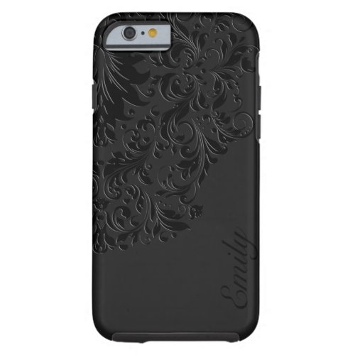 Black Monochromatic Vintage Floral Lace Tough iPhone 6 Case