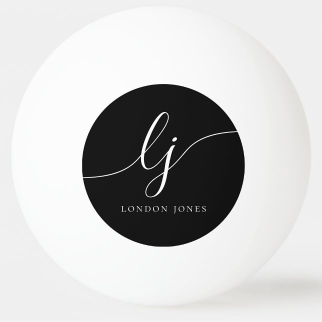 Black Monogram and Name Personalized Ping Pong Ball (Creator Uploaded)