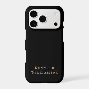 Black Monogram Brass Name Minimalist Modern Men iPhone 17 Pro Case