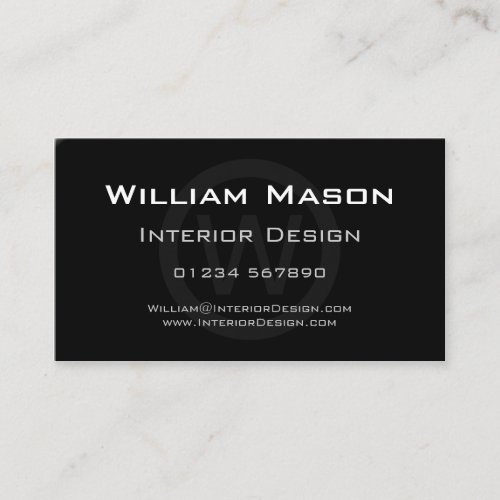 Black Monogram Circle - Professional Business Card