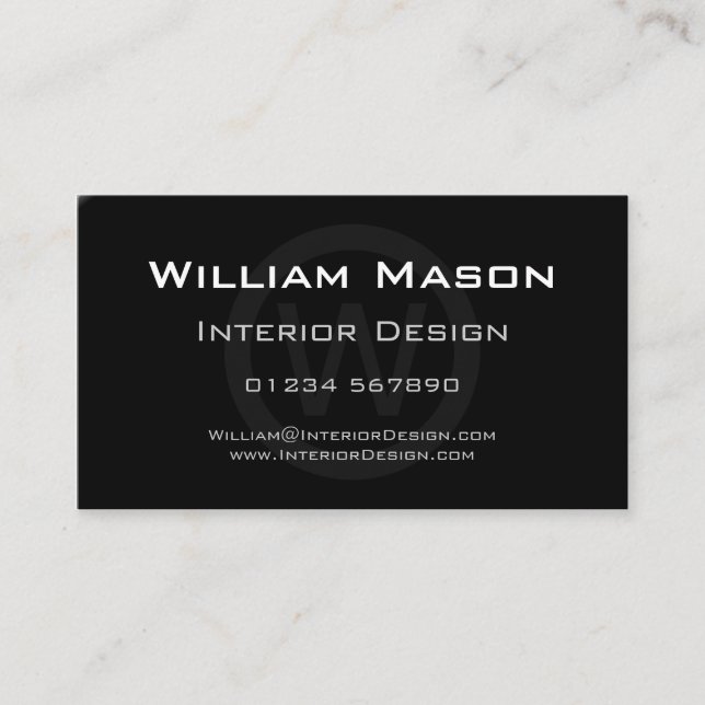Black Monogram Circle - Professional Business Card (Front)
