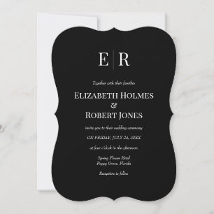 Black Monogram Custom Photo Wedding Invitation