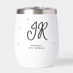 Black Monogram Disco Cowgirl Bachelorette Party Thermal Wine Tumbler