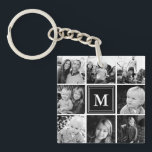 Black Monogram Family Photo Collage Keychain<br><div class="desc">Monogram Family Photo Collage. Personalize this custom design with your own monogram initial or text.</div>