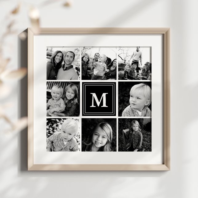Black Monogram Family Photo Collage Poster (Creator Uploaded)
