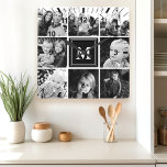 Black Monogram Family Photo Collage Square Wall Clock<br><div class="desc">Showcase your cherished family memories with this personalized square wall clock. Featuring a stylish black background and a collage of your favorite photos,  this clock is a unique and sentimental addition to any home. Add your family initial for a personal touch. A perfect gift for weddings,  anniversaries,  or housewarmings.</div>